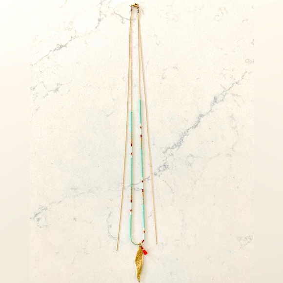 16” Gold Necklace With Feather Pendant - Picture 2 of 5